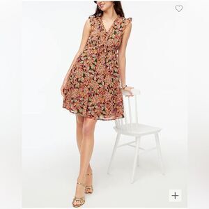 J Crew Factory NWT Ruffle V-Neck Mini Dress Size 8 in Verte Fern Canyon